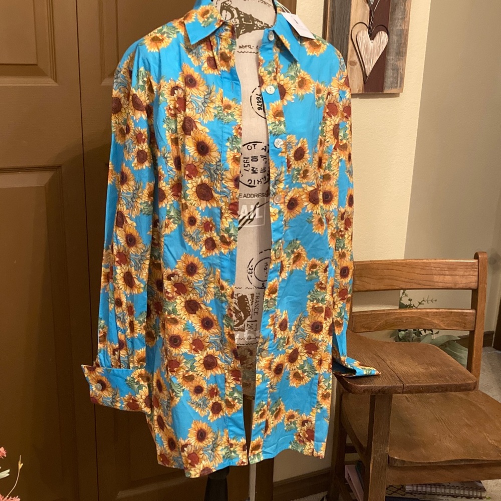 ALA von AUERSPERG Button-Up Sunflower 🌻 Shirt Dress/Long Shirt NWT - Picture 7 of 11